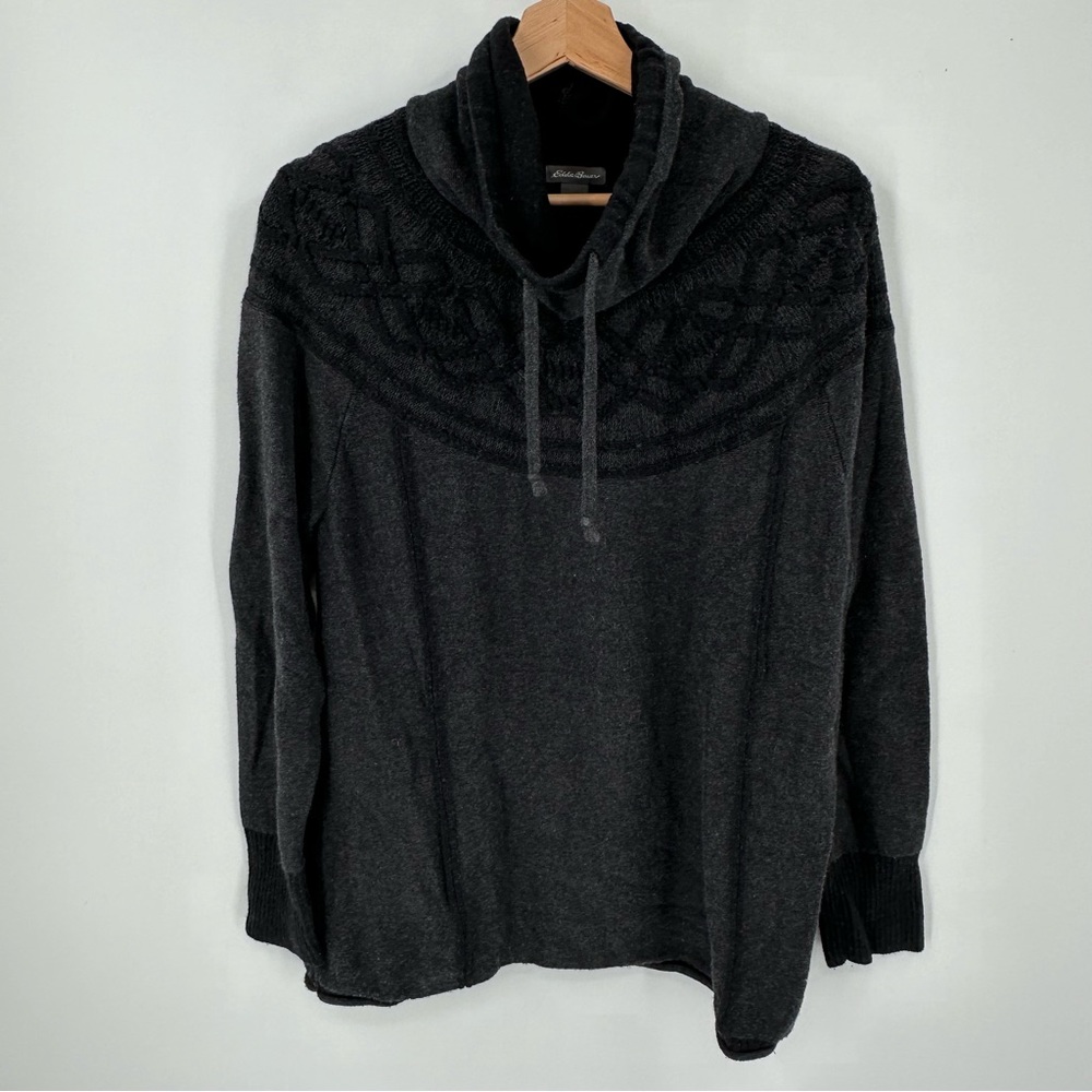 Eddie Bauer Cowl Neck Ski Sweater Women Size XL Gray Outdoors Casual Pullover